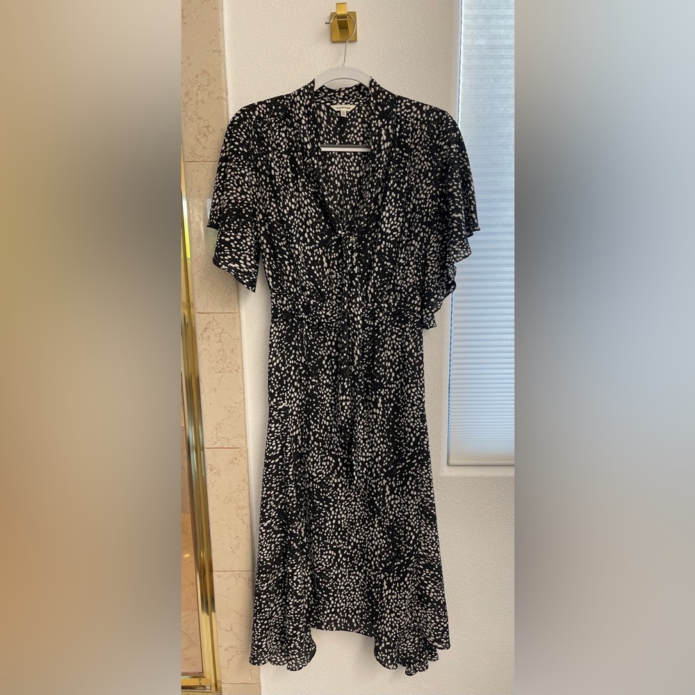 Max Studio Black and White Patterned Midi Dress